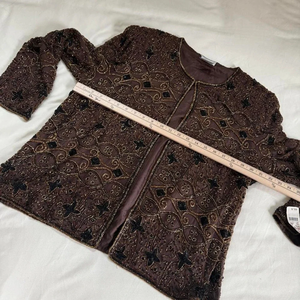 Jkara black fully beaded jacket‎ size xl